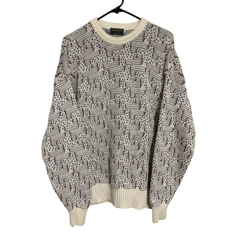 VTG Descente Golf‎ Collection Crewneck 3D Knit Pullover Sweater Size Large